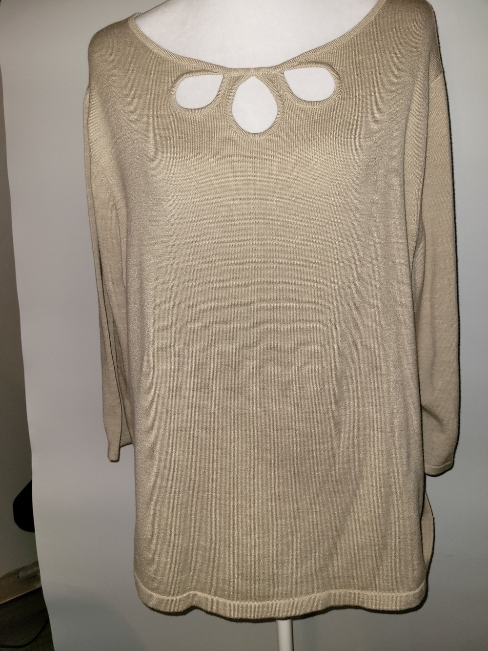 Lane Bryant Cream Tunic Sweater with Cutout Detail